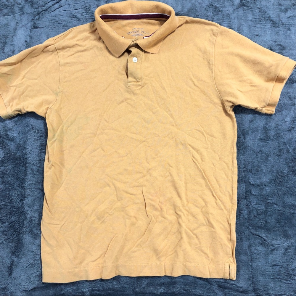 Faded Glory Polo Shirt Boys L 12/14 Yellow Short Sleeve Cotton FGB36206